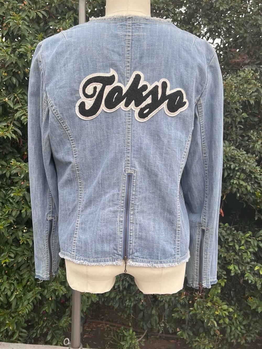 Tokyo Denim Zip Jacket Women’s XL Embroidered Back Patch Hand Sewn Crafted